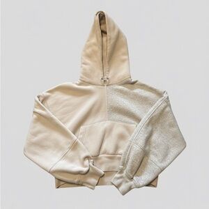 Abercrombie & Fitch Cropped Hoodie | Size M | Neutral Colorblock